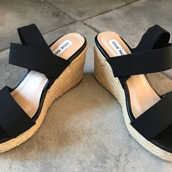 NWOT Steve Madden espadrille wedges black 8 9.5 - Picture 5 of 16